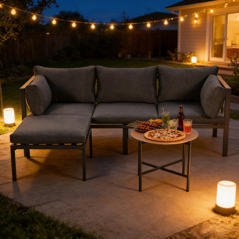 182.5cm Wide Straight Metal Patio Sectional Set