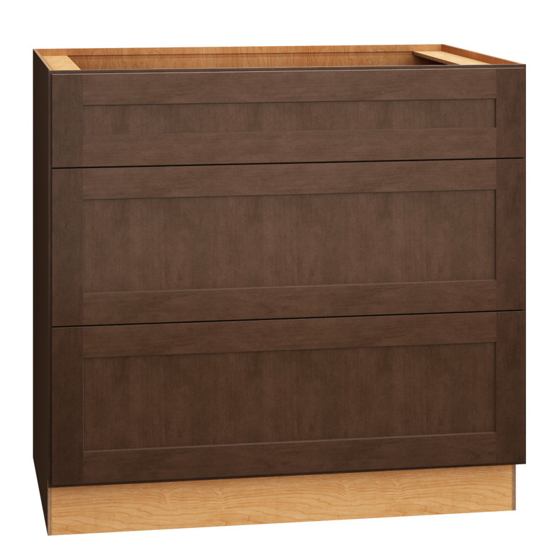 Armoire inférieure à 3 tiroirs Dwelling Livingston, Épices grillées, H 34,5 po x l 36 po x P 24 po