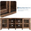 Meuble télé 65 po avec 4 portes coulissantes en verre, armoire de rangement, console multimédia en bois rétro, brun