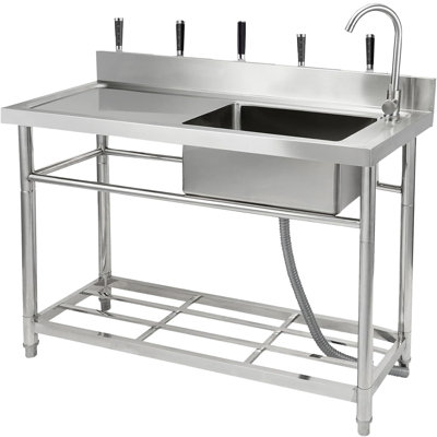 47x20x37 Inch Commercial Stainless Steel Utility basin - Single Compartment with Faucet & Base Frame, Adjustable Legs & Storage Shelf, Freestanding Prep basin for Kitchen or Garage, NSF - One pool and one shower with faucet and base frame 47*20*37-NSF