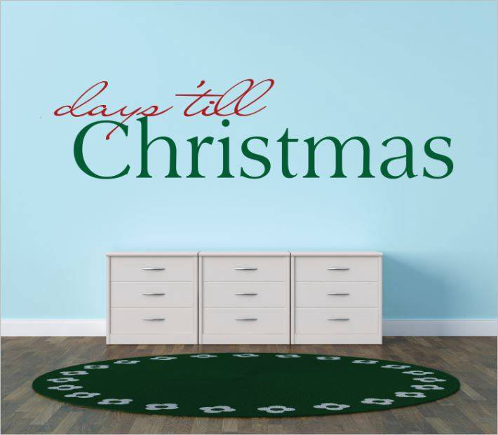 Décalcomanie murale jours’jusqu’à noël, Rouge / Vert, H 10 po x l 40 po x P 0,16 po
