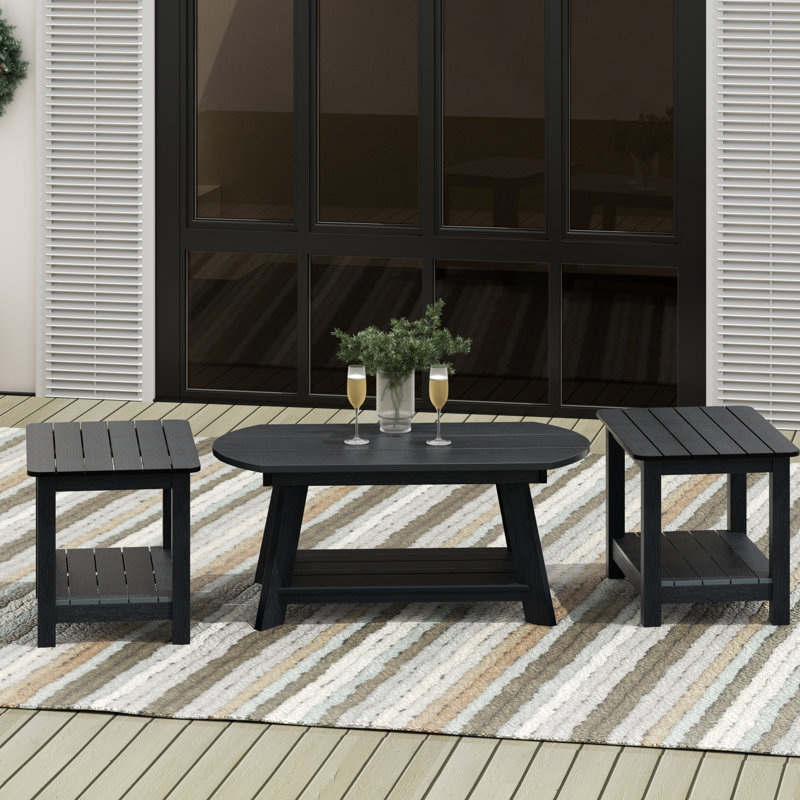 Arrlo Oval Outdoor Side Table ,, Black