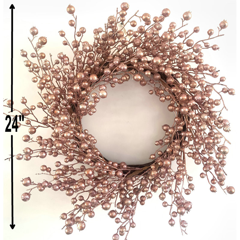 Handcrafted Faux Berry 24'' Wreath, Pink