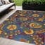 Tapis floral bleu et jaune 5 pi x 7 pi tissé à la machine