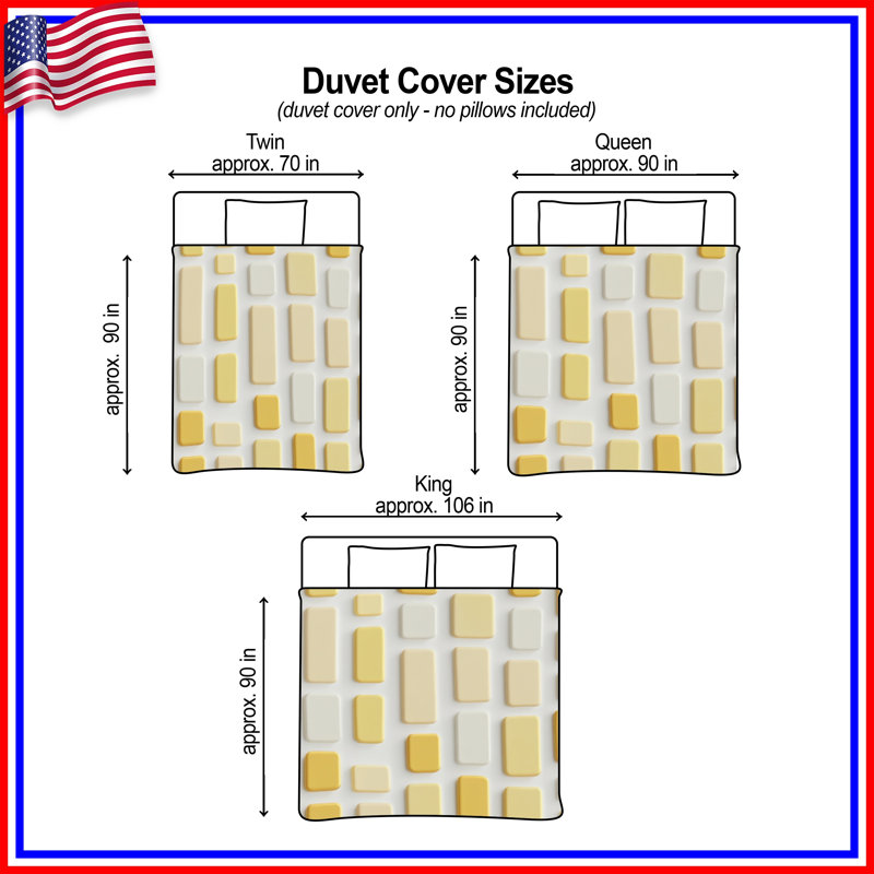 Housses de couette rectangulaires jaunes et beiges, Twin