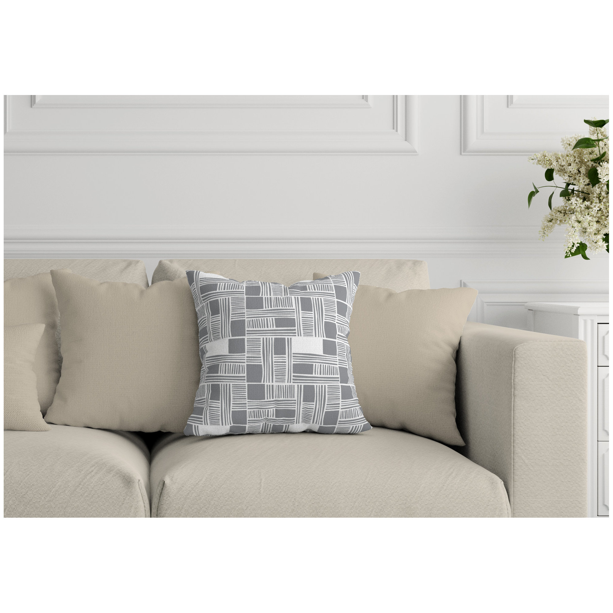 Kapri Indoor/Outdoor Throw Pillow, Gray, 19" x 19", Square