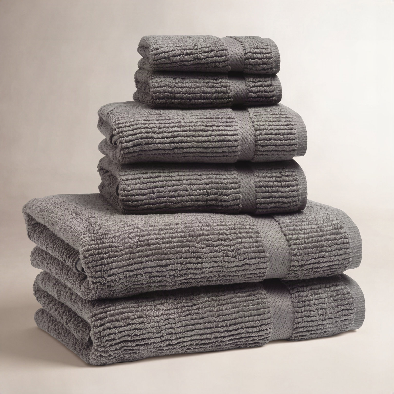 Bear 6-Piece Cotton Towel Set, Concrete Gray