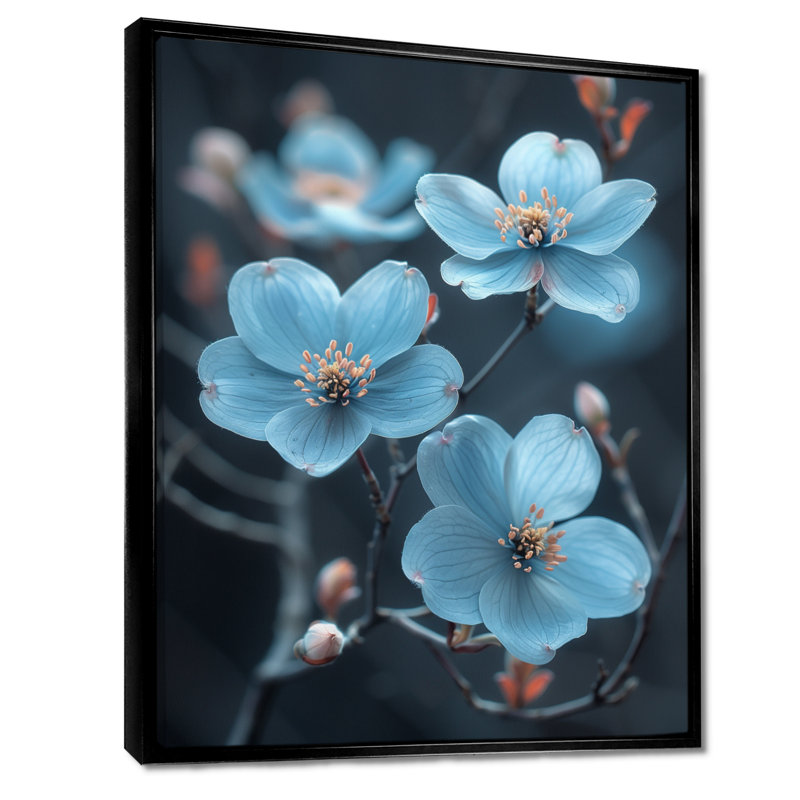 Monochromes bleus, paix, cornouiller fleur II - cornouiller, art mural, H 20 po x l 12 po x P 1 po