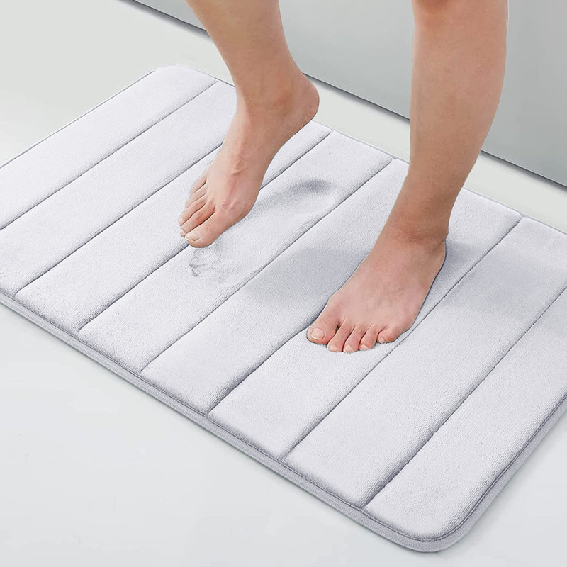 Mylhana Memory Foam Bath Mat - Non Slip Super Absorbent & Quick Dry Anti-Bacterial, 50cm W x 80cm L, White