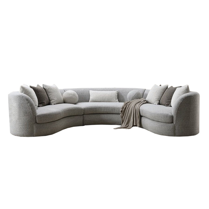 Canapé modulaire en tissu avec 9 coussins gris Boucle