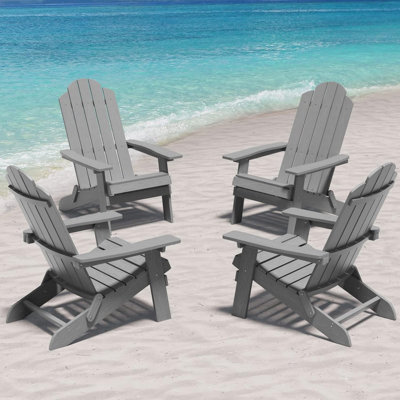Set of 4 Cedar Wood Folding Adirondack Chairs – Outdoor Patio Lounge Seating for Garden, Deck, Lawn & Yard, Partially Pre-Assembled, Durable & Comfort by Rosecliff Heights