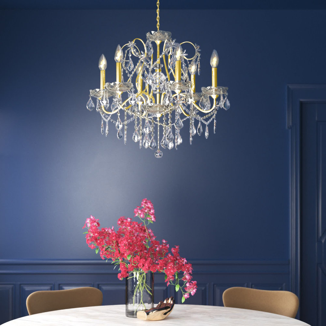 Monroe 6 - Light Candle Style Traditional Chandelier with Crystal Accents Etta Avenue™