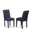 L'ensemble de table de salle à manger 3 pièces comprend une table en bois et 2 chaises de salle à manger en tissu polyester bleu marine foncé avec dossier élégant - finition noire-2083480415-2083480413-2117897161