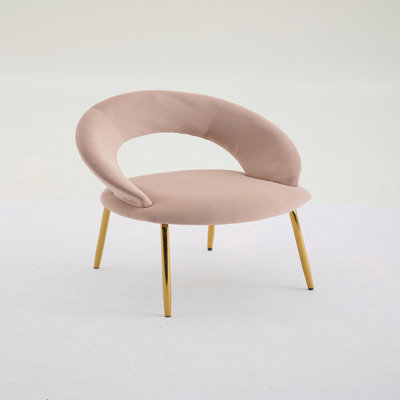Set Of 1 Velvet Fabric Dining Chairs With Curved Backrest And Golden Metal Legs For Kitchen Or Dining Room