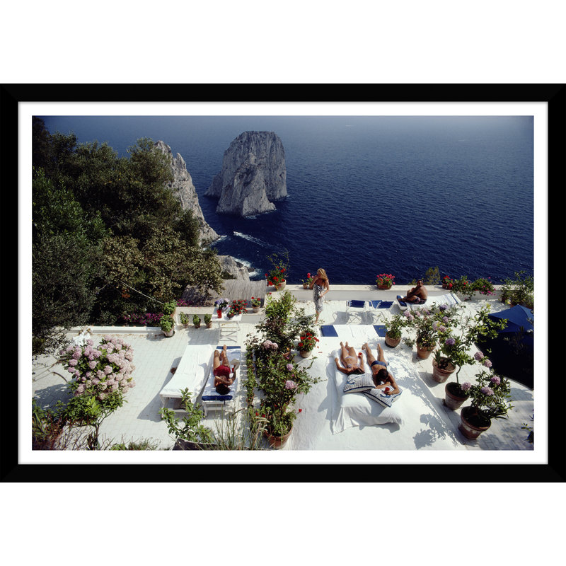 Il Canille Print by Slim Aarons, 27" H x 37" W x 1.75" D, Black Framed Paper