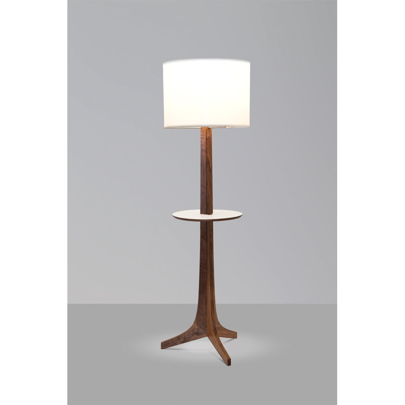 Lampe sur pied 59 po Nauta, Lin blanc, Laiton brossé / noyer / blanc
