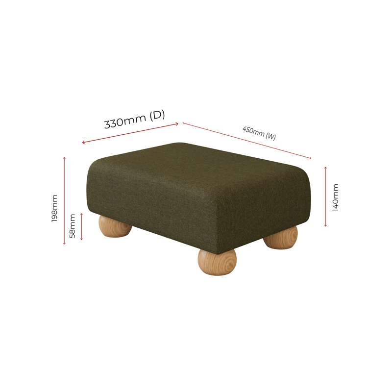 Autryville Wood Bun Feet - Fabric, Natural, Poz, Cyprus Green
