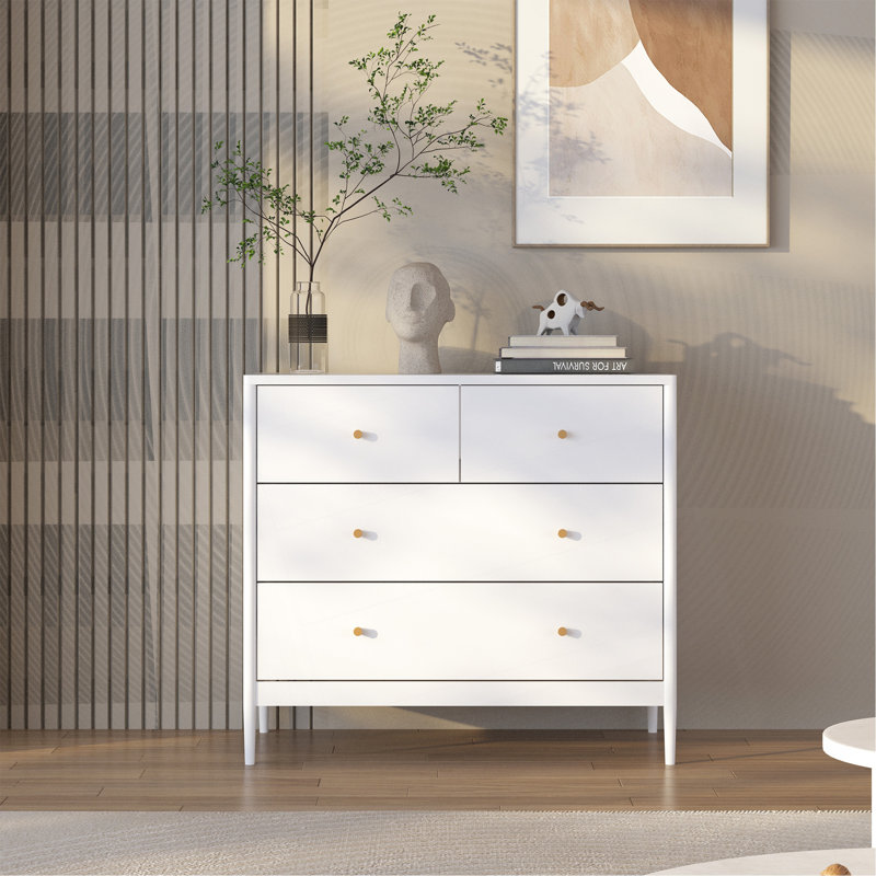 Commode blanche à 4 tiroirs pour enfants, armoire de rangement en bois pour chambre d'enfant, chambre de bébé, garde-robe, table de chevet pour bébé ou salon