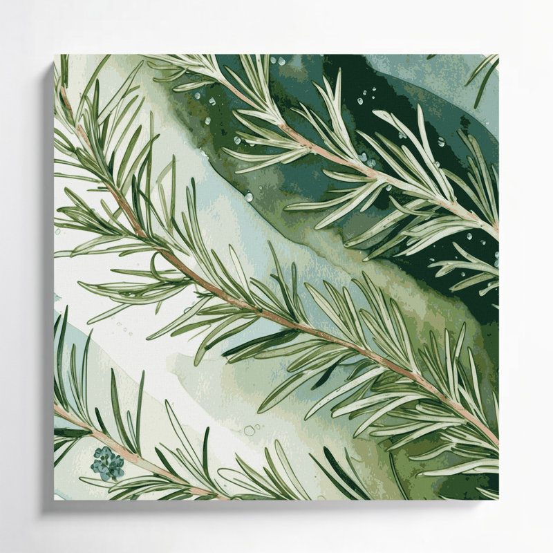 «Botanical Rosemary Beige», art mural sur toile, H 16 po x l 16 po