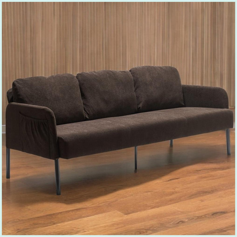 Canapé moderne en polyester 3 places - Confort compact pour les petits salons, les chambres et Bureaux, Brun