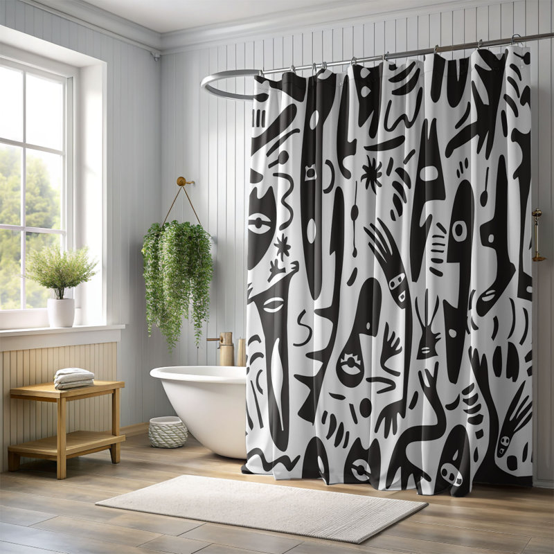 Motif artistique - Rideau de douche standard 1 pièce, H 74 po x l 71 po