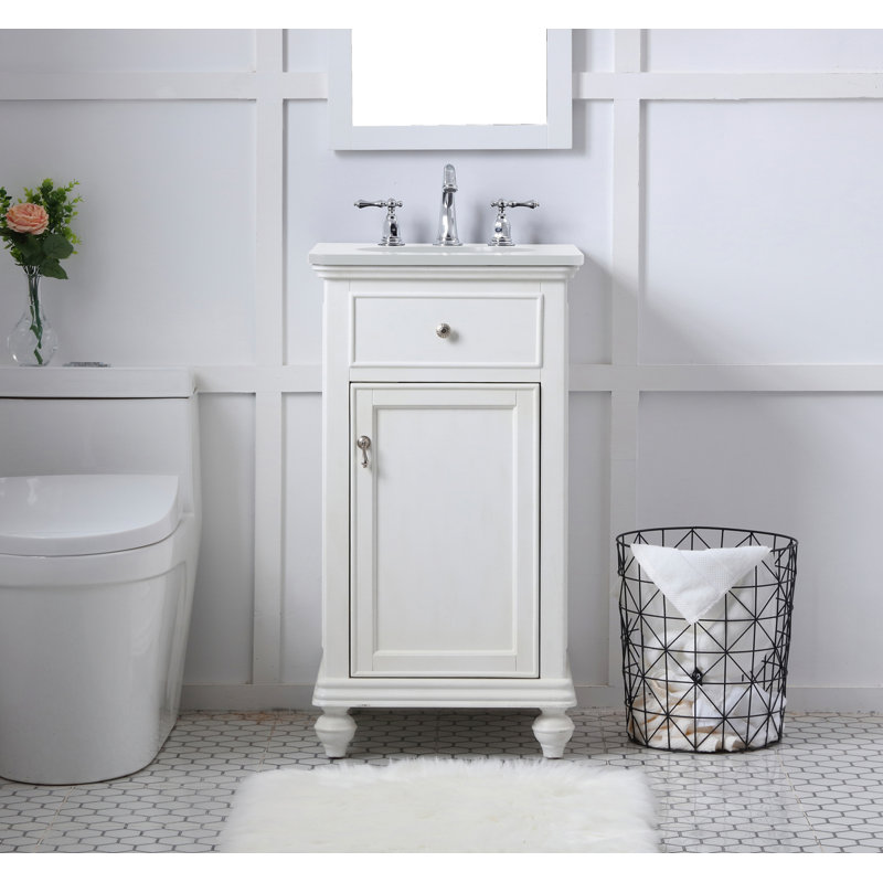 Otto 19'' Single Bathroom Vanity with Top, Antique White, Ivory White