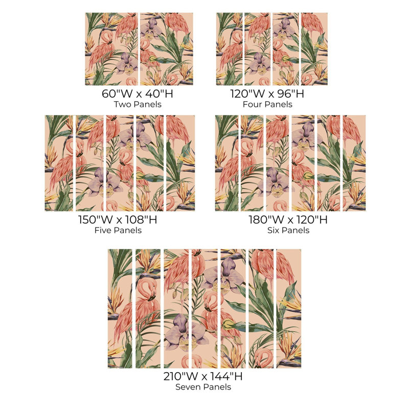 Murale pelez et collez de qualité supérieure - motif tropical Flamingo, L 40 po x l 60 po