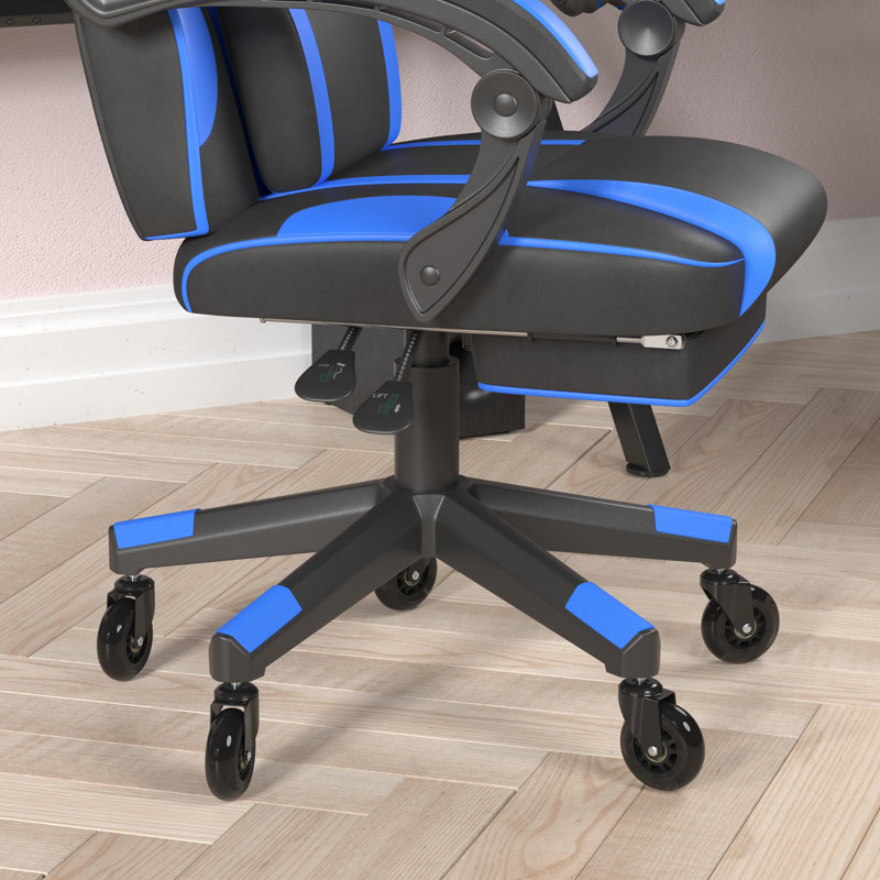 Kaysten Office Gaming Chair with Skater Wheels & Reclining Arms, Black/Blue