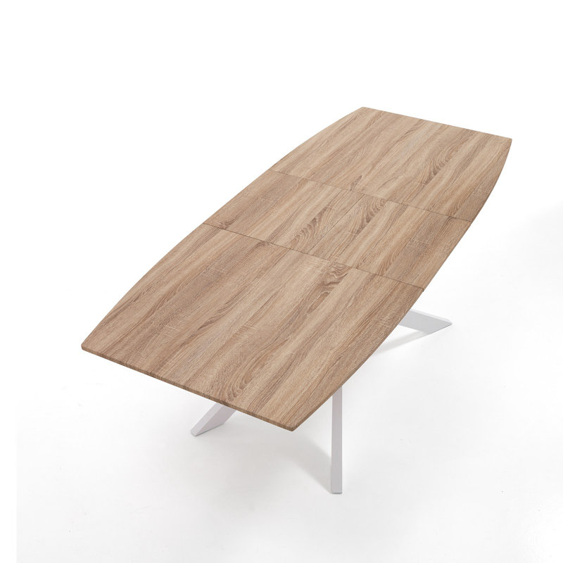 Amahya Extendable Metal Base Dining Table, Oak, White