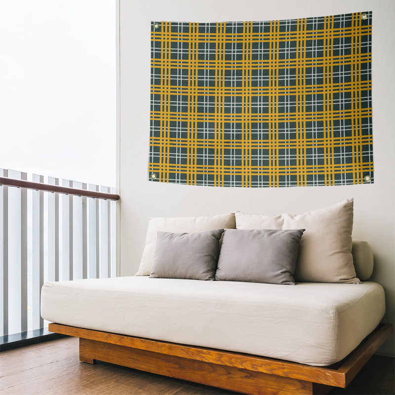 Tapisserie polyester Tennessee Luxury, H 59 po x l 80 po, Vert foncé / blanc / or