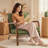 Upholstered Linen Blend Accent Chair with Wooden Legs and Lumbar Pillow-1193044491