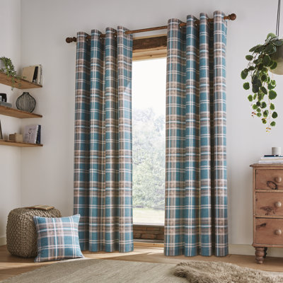 Tweed Check Unlined Eyelet Curtains