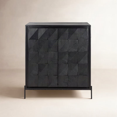 Solid Wood and Iron Accent Cabinet