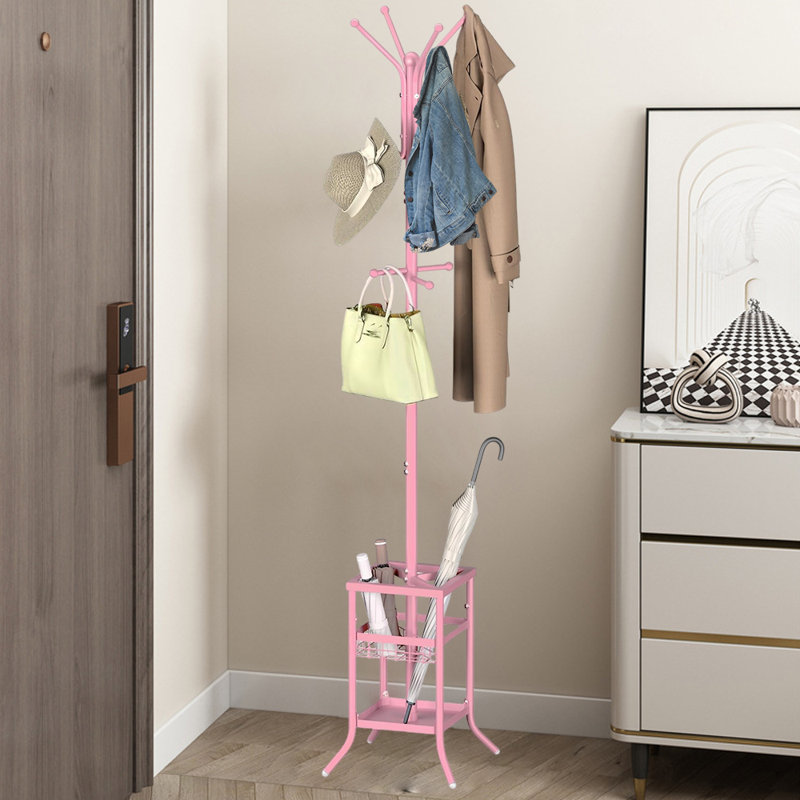 Portemanteau 2-en-1. Combinaison de porte-parapluies et de portemanteaux, pratique et peu encombrante, Rose