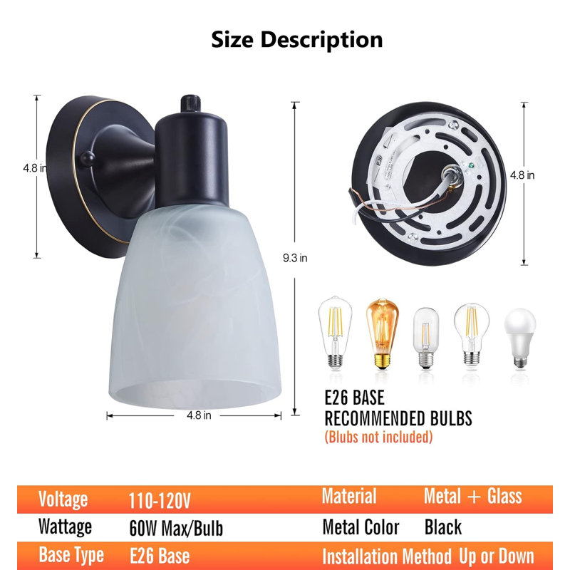 Modern Black Metal Battery-Powered Wall Sconce Set