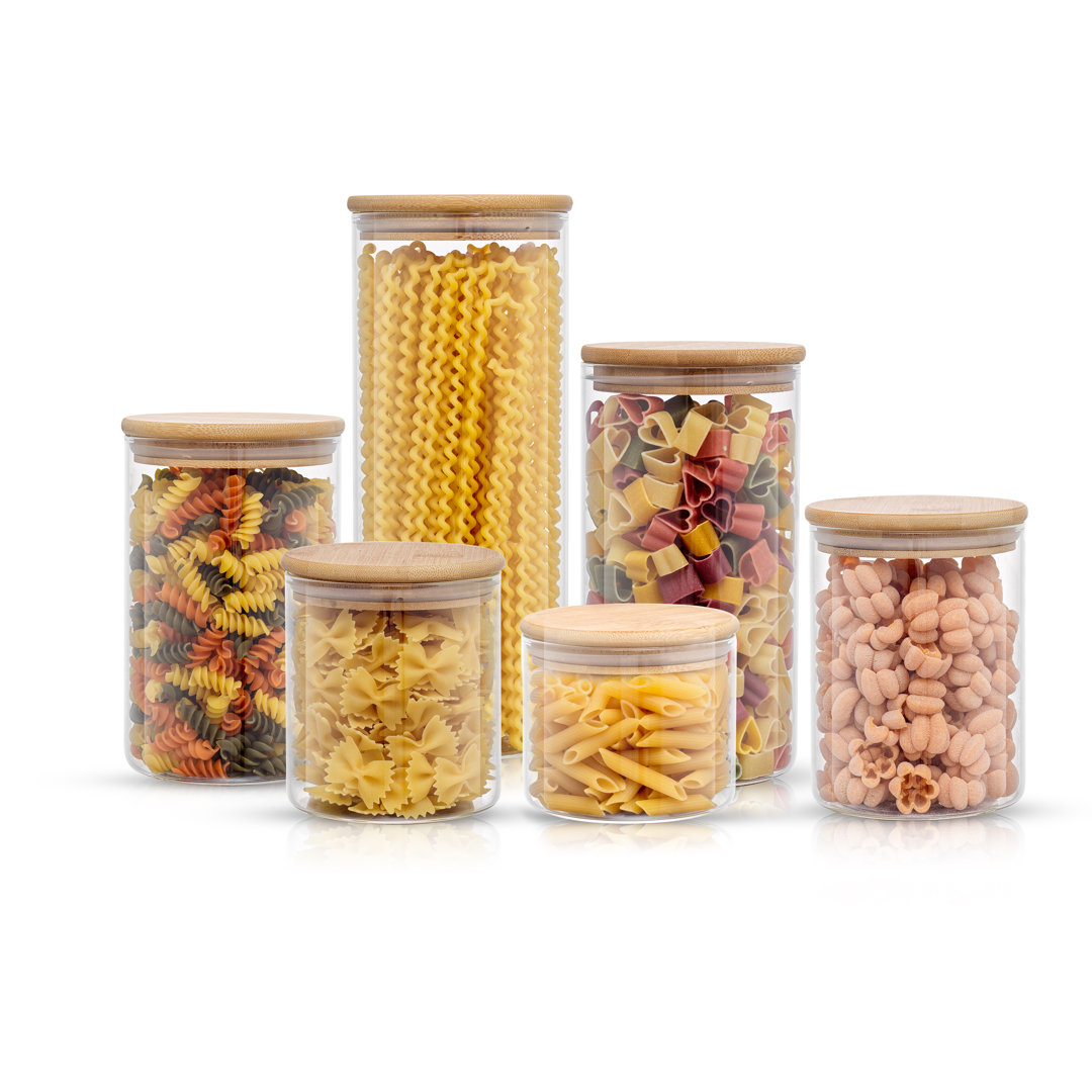 JoyJolt 6-Piece Glass Storage Jars with Airtight Lids JoyJolt