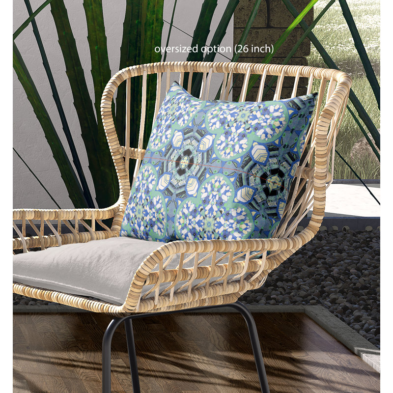 Housse de coussin carré et insert, 20 po X 20 po, Bleu / blanc / noir