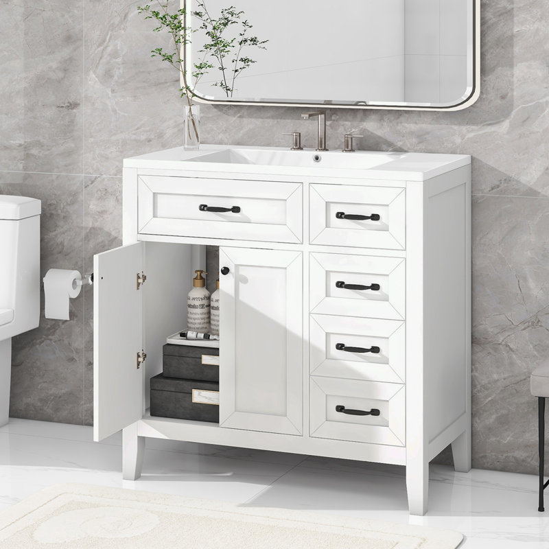 Rangement pour salle de bain Berdyne, Blanc, Noir