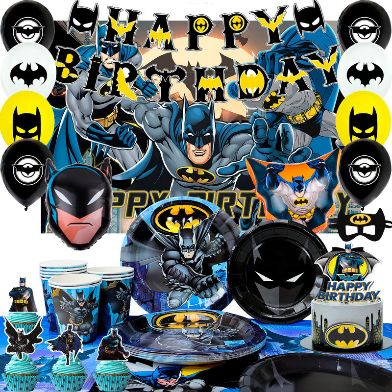 Batman Party Decorations,Batman Birthday Decorations & Batman Party Tableware Set