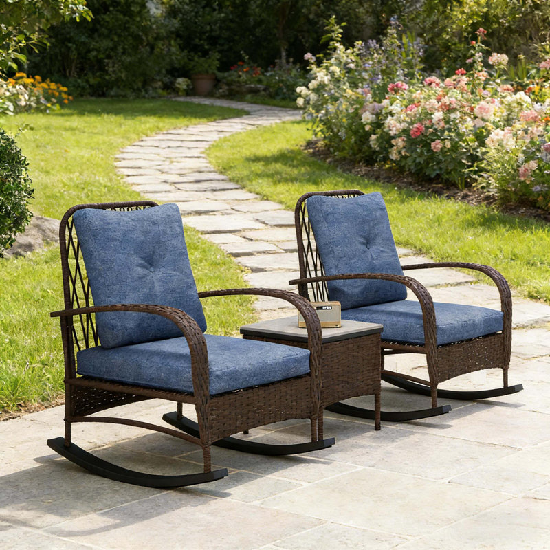 Ensemble bistro, ensemble de mobilier de balcon, ensemble de mobilier de patio en osier 3 pièces, Brun