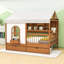 Lit maison avec 2 tiroirs, bibliothèque à DEL et ports de chargement-124009999