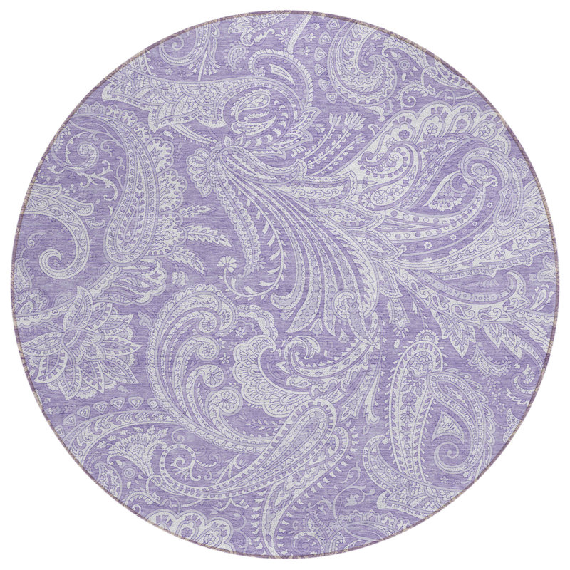 Tapis rond lavable pourpre 8 po