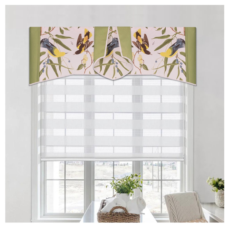 Floral Light Filtering Swag Valance Kit with Satin Ribbons
