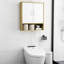 Armoire murale de salle de bain à double porte en bois naturel et blanc Wavy avec tablette intérieure réglable