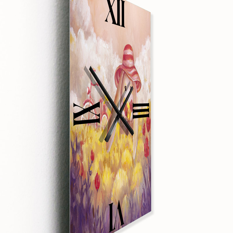 Horloge murale petit lapin avec fleurs, Grand