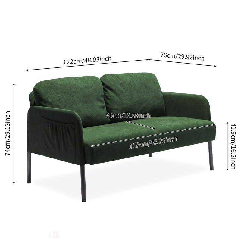 2 Seater Polyester Fabric Sofa, Green