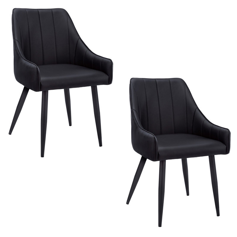 Ensemble de 2 chaises avec accoudoirs de salle à manger Casy, Noir, Noir