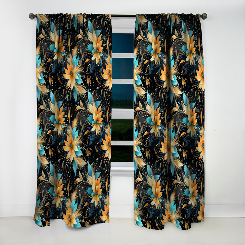 Motif de plumes éclectiques I - motif bohème - rideau occultant abstrait - 1 panneau, L 52 po x L 90 po
