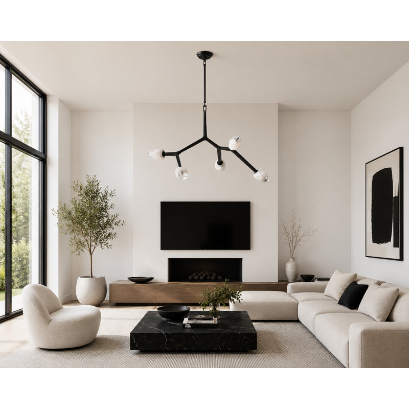 Lustre linéaire moderne à 5 lumières Dreanda, Noir