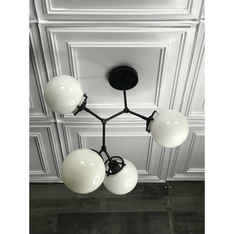 Lustre linéaire moderne 4 lumières spoutnik Marelle, Noir mat